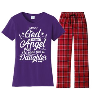 I Asked God For An Angel And He Sent Me A Daughter Women's Flannel Pajama Set