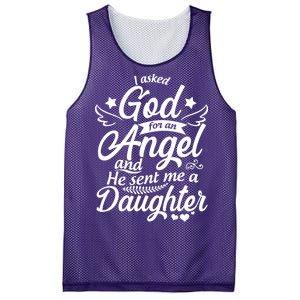 I Asked God For An Angel And He Sent Me A Daughter Mesh Reversible Basketball Jersey Tank