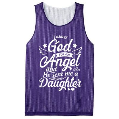 I Asked God For An Angel And He Sent Me A Daughter Mesh Reversible Basketball Jersey Tank