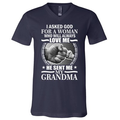 I Asked God For Grandma V-Neck T-Shirt