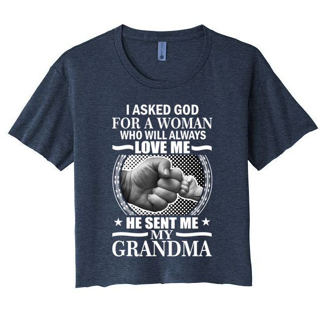 I Asked God For Grandma Crop Top
