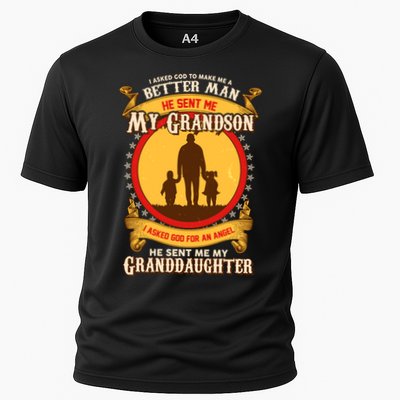 I Asked God to Make Me A Better Man Grandson Granddaughter Performance Shirt