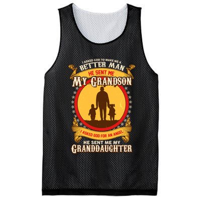 I Asked God to Make Me A Better Man Grandson Granddaughter Mesh Reversible Basketball Jersey Tank