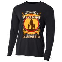 I Asked God to Make Me A Better Man Grandson Granddaughter Cooling Performance Long Sleeve Crew