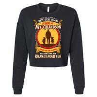 I Asked God to Make Me A Better Man Grandson Granddaughter Cropped Pullover Crew