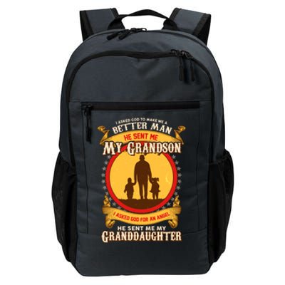 I Asked God to Make Me A Better Man Grandson Granddaughter Daily Commute Backpack