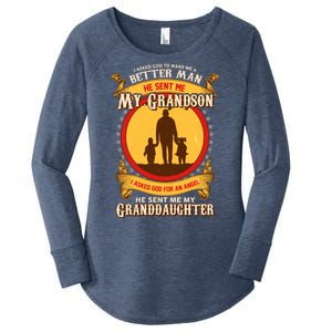 I Asked God to Make Me A Better Man Grandson Granddaughter Women's Perfect Tri Tunic Long Sleeve Shirt