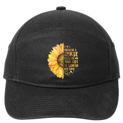 I Became A Nurse Because Your life Is Worth My Time 7-Panel Snapback Hat
