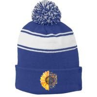 I Became A Nurse Because Your life Is Worth My Time Stripe Pom Pom Beanie