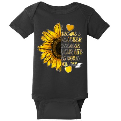I Became A Teacher Because Your Life Is Worth My Time Baby Bodysuit
