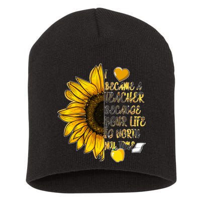 I Became A Teacher Because Your Life Is Worth My Time Short Acrylic Beanie