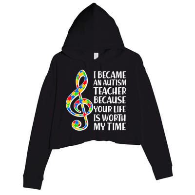 I Became An Autism Teacher For You Crop Fleece Hoodie