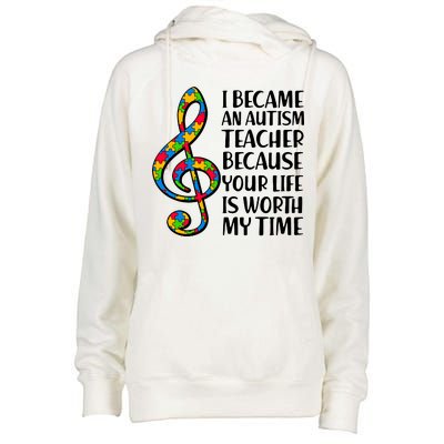 I Became An Autism Teacher For You Womens Funnel Neck Pullover Hood