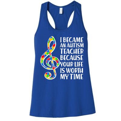 I Became An Autism Teacher For You Women's Racerback Tank