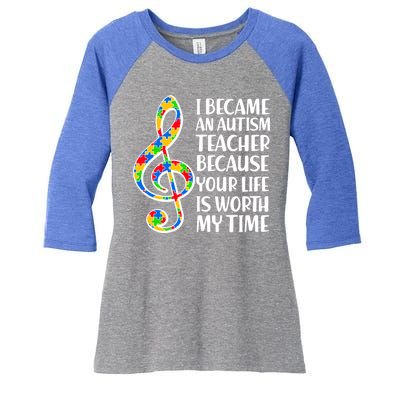 I Became An Autism Teacher For You Women's Tri-Blend 3/4-Sleeve Raglan Shirt