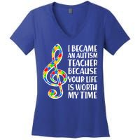 I Became An Autism Teacher For You Women's V-Neck T-Shirt