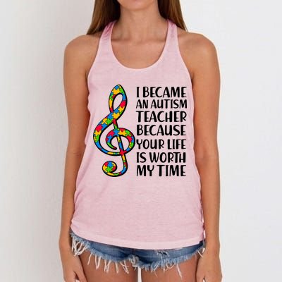 I Became An Autism Teacher For You Women's Knotted Racerback Tank