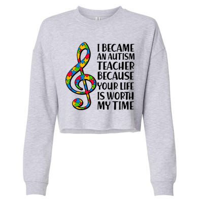 I Became An Autism Teacher For You Cropped Pullover Crew