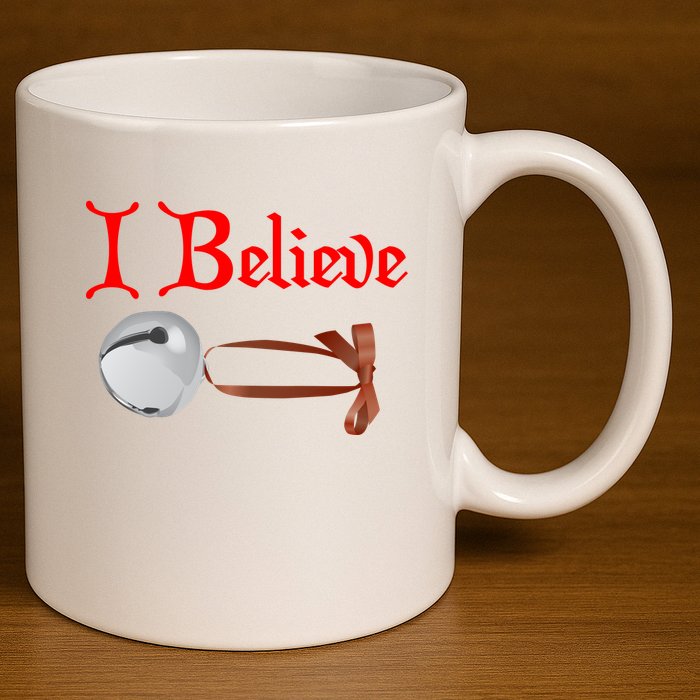 I Believe Christmas Bell 11oz C Handle Ceramic Mug