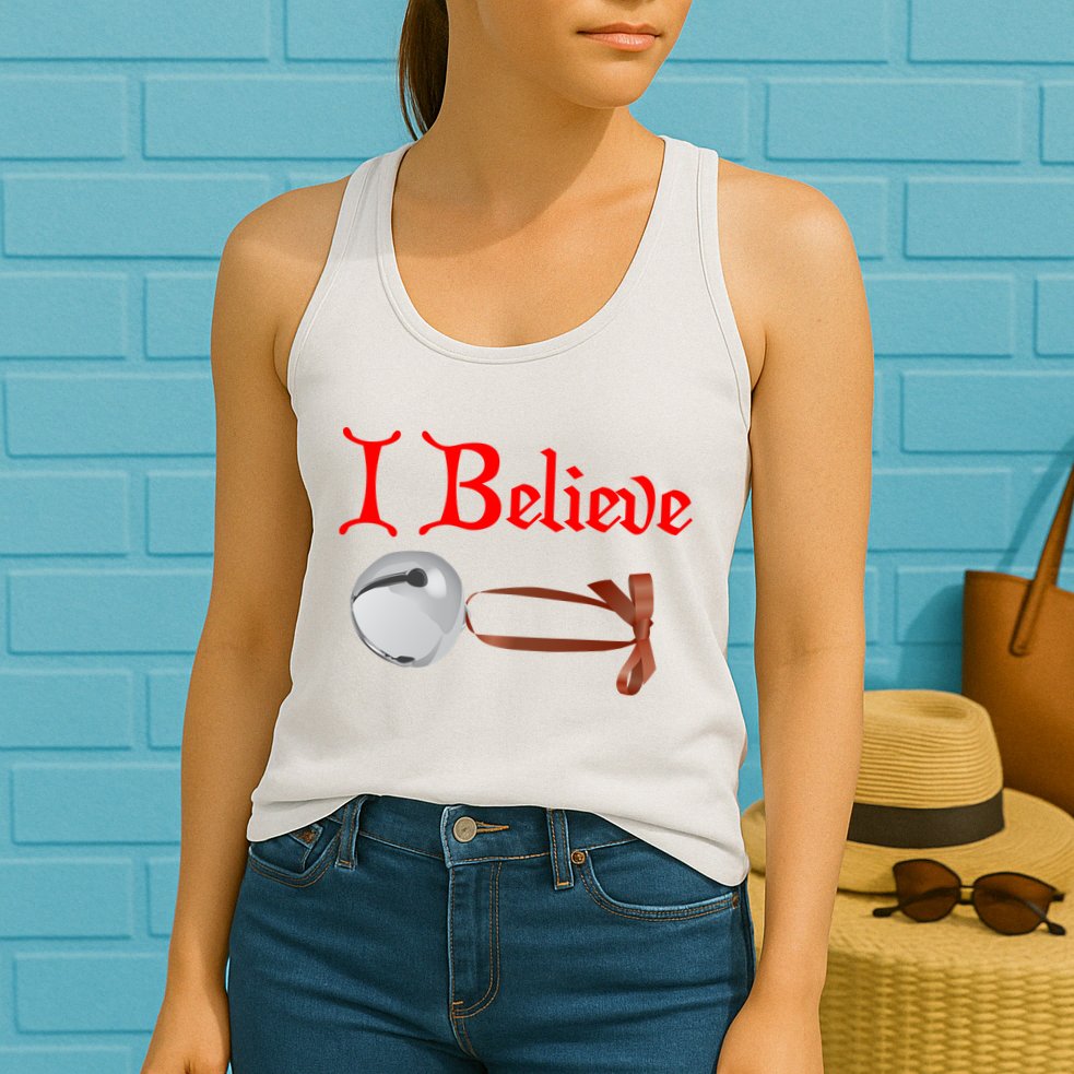 I Believe Christmas Bell Womens Tank Top