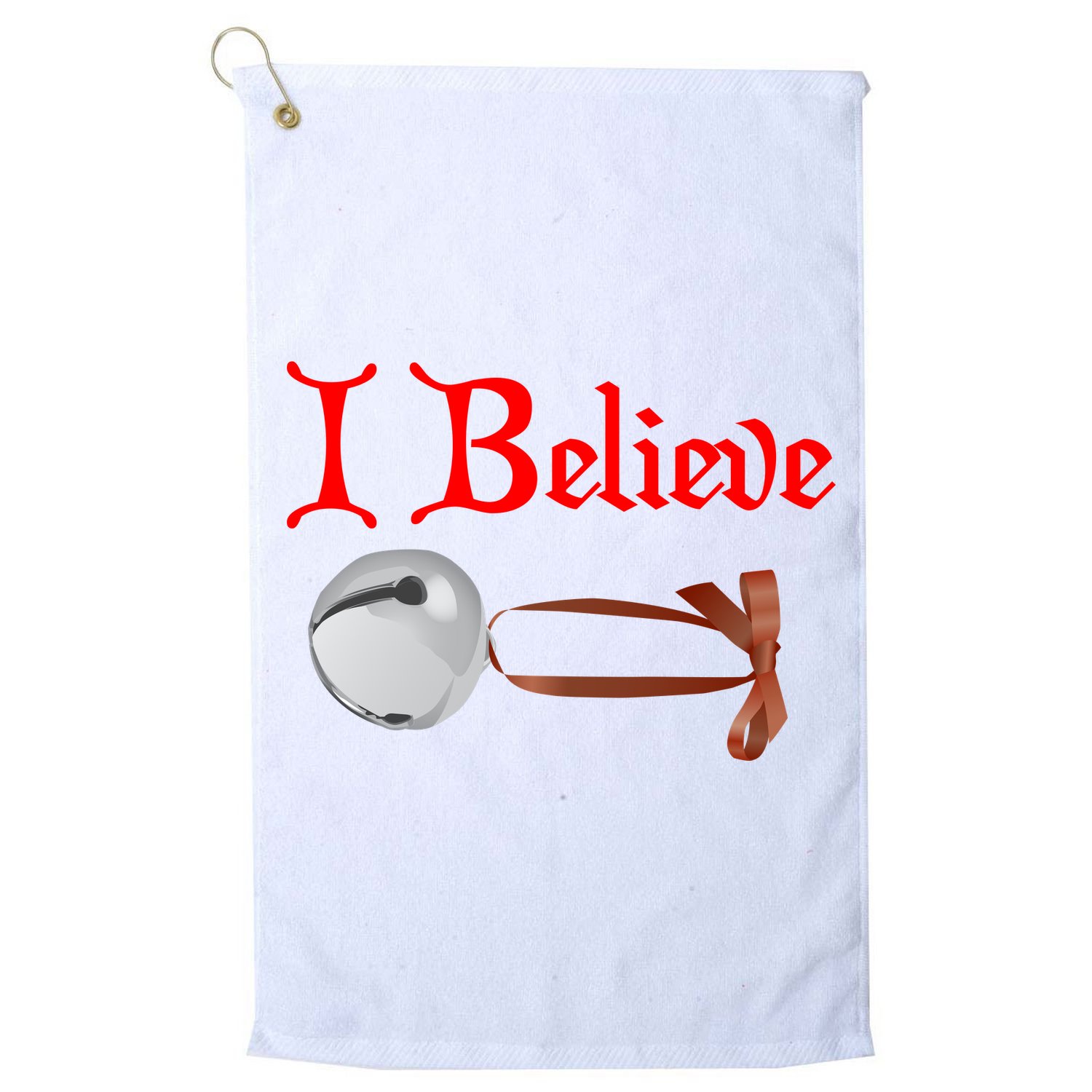 I Believe Christmas Bell Golf Towel