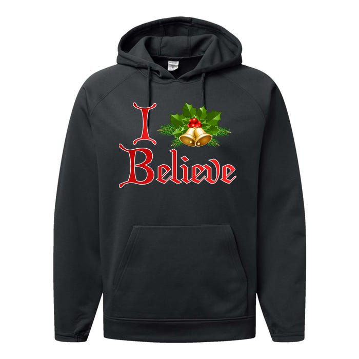 I Believe Christmas Bells Performance Fleece Hoodie