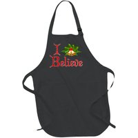 I Believe Christmas Bells Full-Length Apron With Pockets