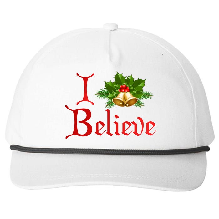 I Believe Christmas Bells Snapback Five-Panel Rope Hat