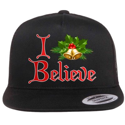 I Believe Christmas Bells Flat Bill Trucker Hat