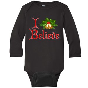 I Believe Christmas Bells Baby Long Sleeve Bodysuit