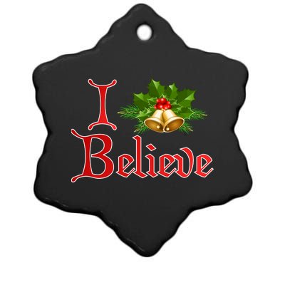 I Believe Christmas Bells Ceramic Star Ornament