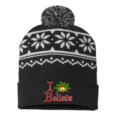 I Believe Christmas Bells USA-Made Snowflake Beanie