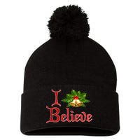 I Believe Christmas Bells Pom Pom 12in Knit Beanie