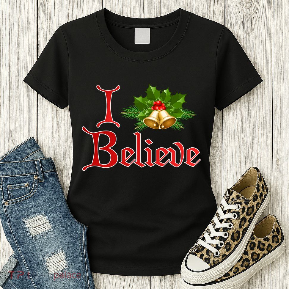 I Believe Christmas Bells Womens T-Shirt