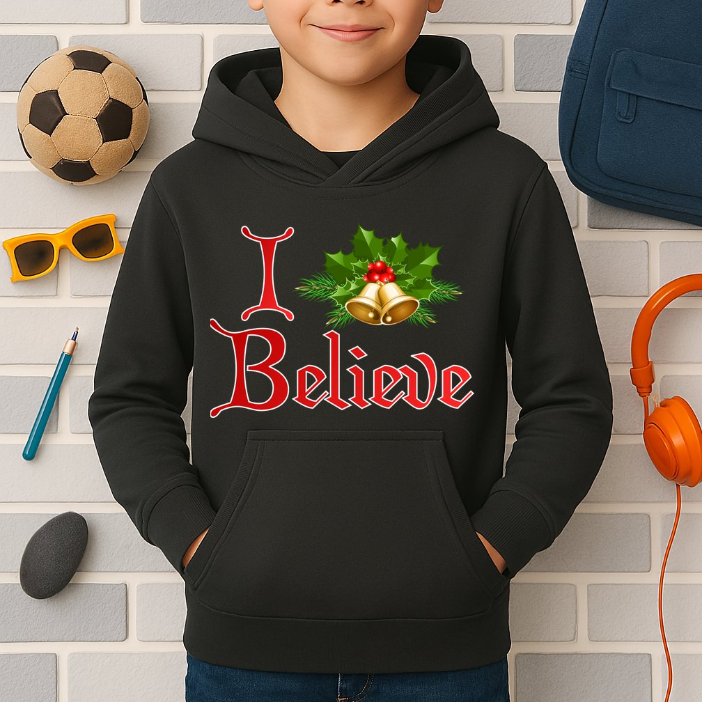 I Believe Christmas Bells Kids Hoodie