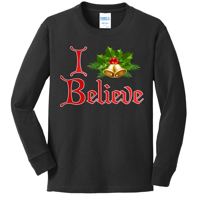 I Believe Christmas Bells Kids Long Sleeve Shirt