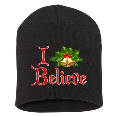 I Believe Christmas Bells Short Acrylic Beanie