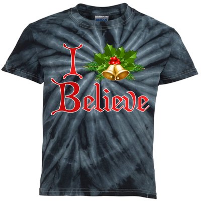 I Believe Christmas Bells Kids Tie-Dye T-Shirt