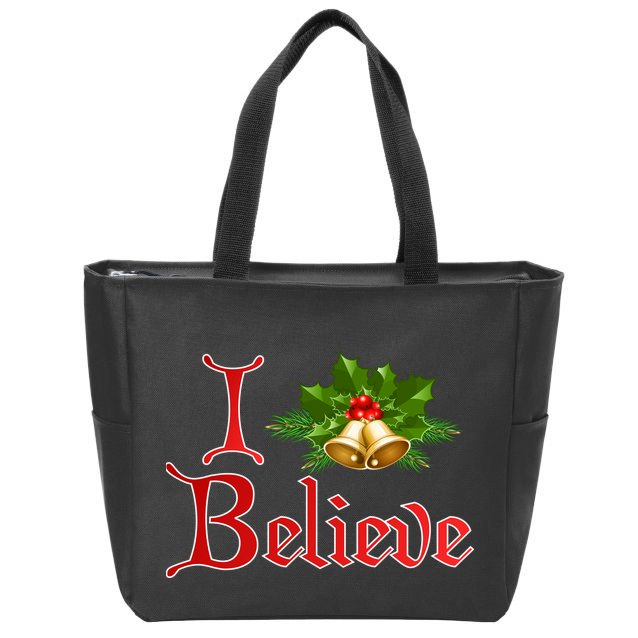 I Believe Christmas Bells Zip Tote Bag