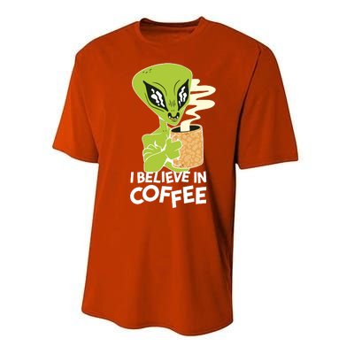 I Believe In Coffee Alien Performance Sprint T-Shirt