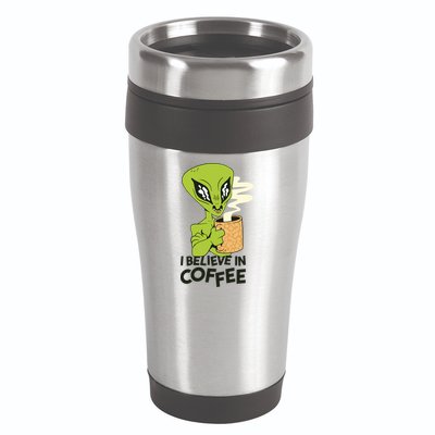 I Believe In Coffee Alien 16oz Travel Tumbler