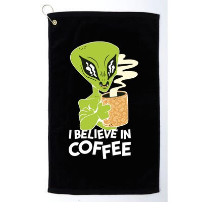 I Believe In Coffee Alien Golf Towel