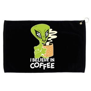 I Believe In Coffee Alien Grommeted Golf Towel