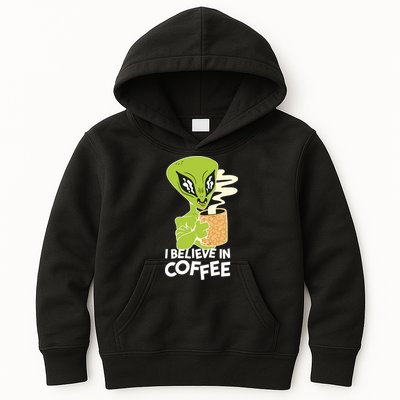 I Believe In Coffee Alien Kids Hoodie