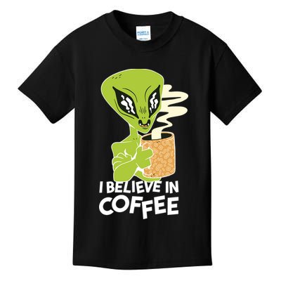 I Believe In Coffee Alien Kids T-Shirt