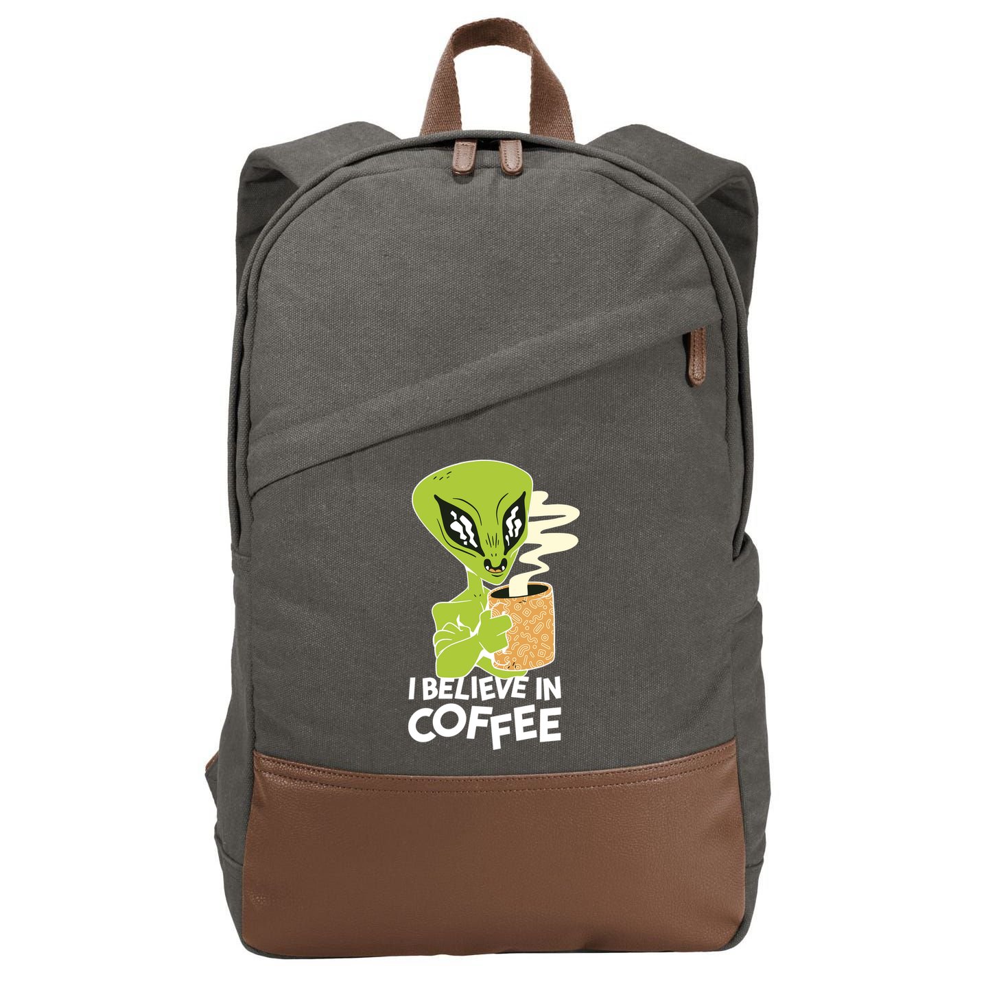 I Believe In Coffee Alien Cotton Canvas Backpack