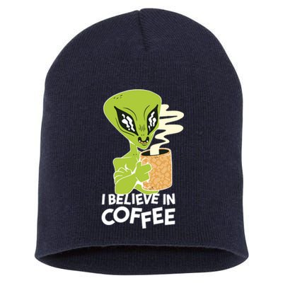 I Believe In Coffee Alien Short Acrylic Beanie