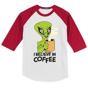 I Believe In Coffee Alien Kids Colorblock Raglan Jersey