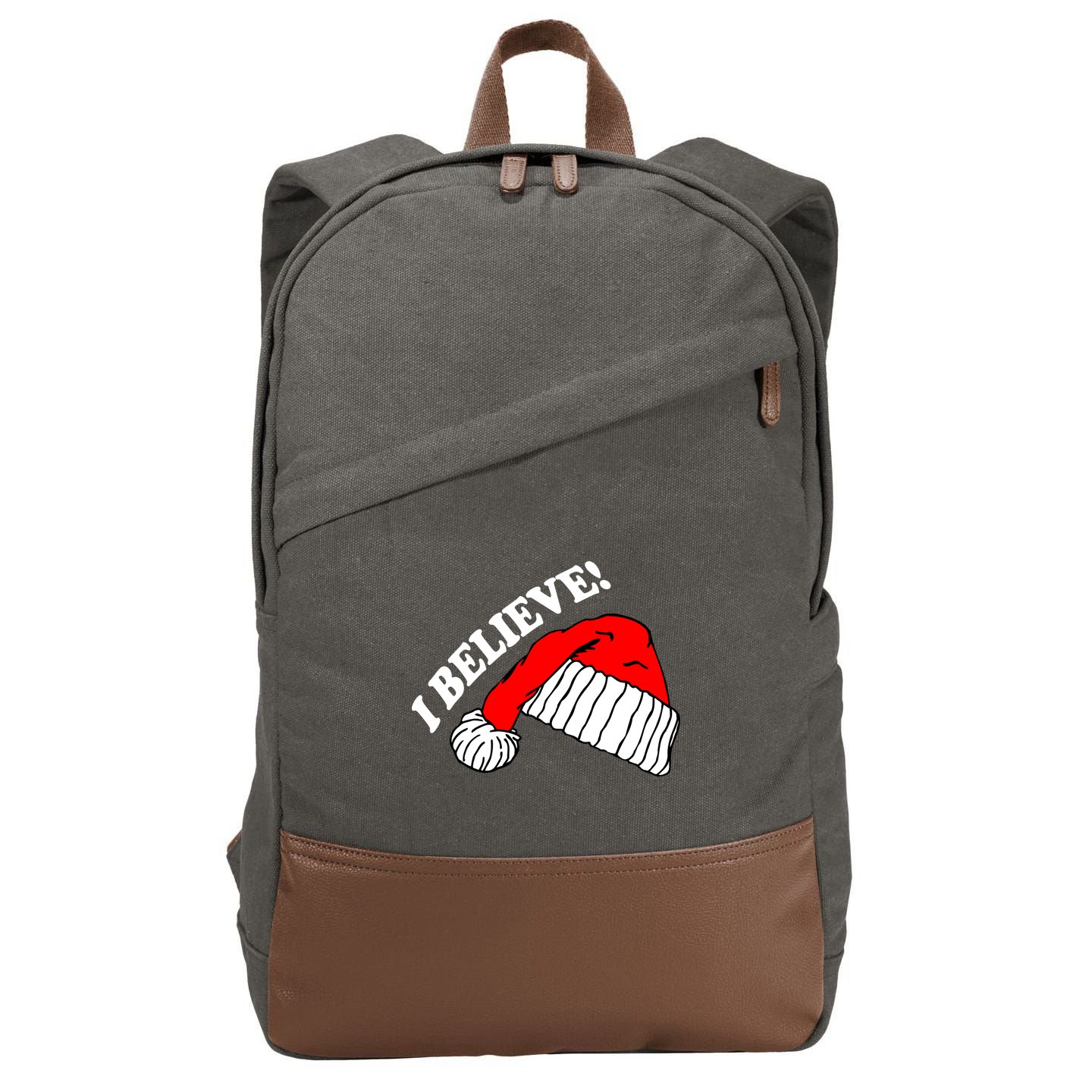 I Believe In Santa Claus Christmas Cotton Canvas Backpack
