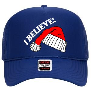 I Believe In Santa Claus Christmas High Crown Mesh Back Trucker Hat